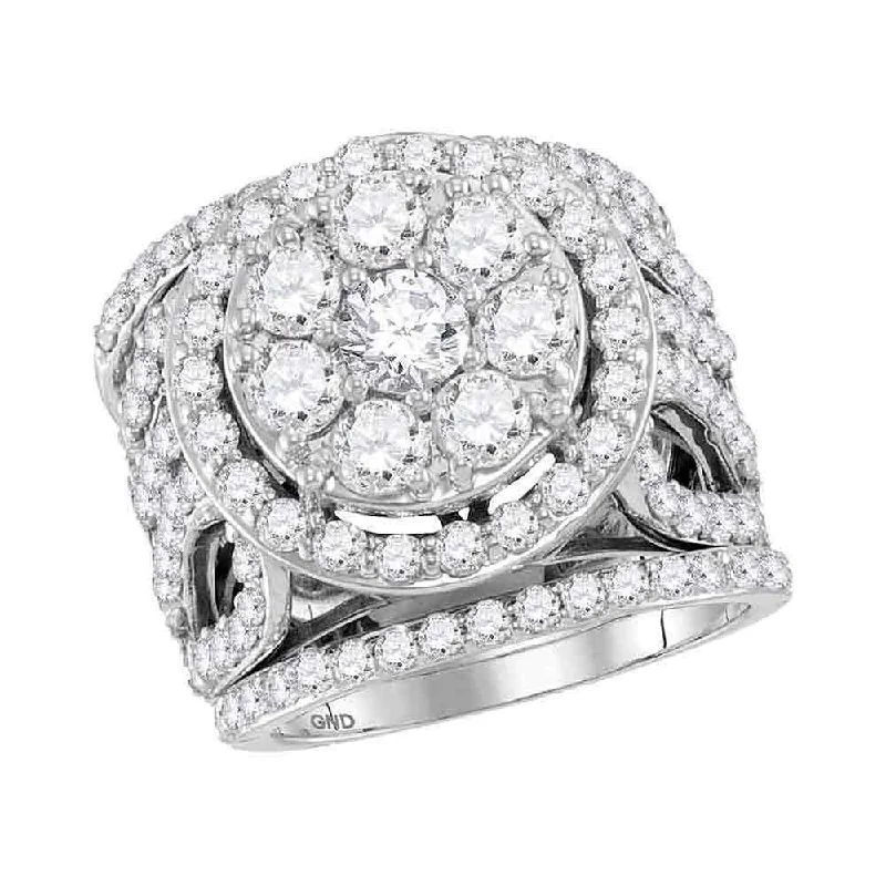 Welded silver ring-14kt White Gold Round Diamond Halo Bridal Wedding Ring Band Set 4 Cttw