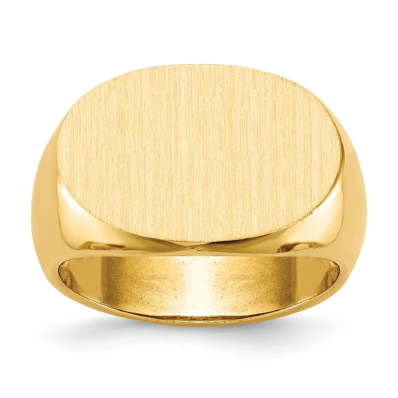 Elevated tier ring-14KT Yellow Gold 14X19.5MM Signet Ring; Size 10