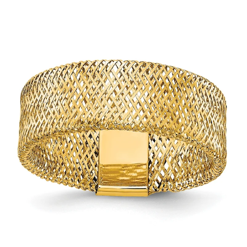 Narrow-tier ring-14KT Yellow Gold 7.5MM Stretch Mesh Ring