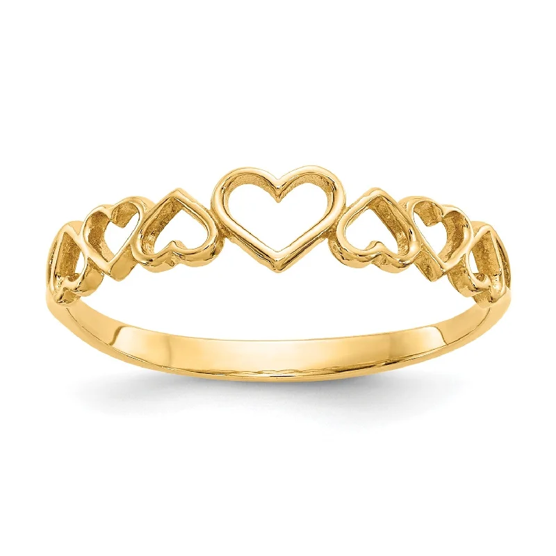 Flower-bud ring-14KT Yellow Gold Heart Ring; Size 7