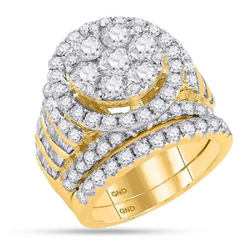 Delicate weave ring-14kt Yellow Gold Round Diamond Bridal Wedding Ring Band Set 4-7/8 Cttw