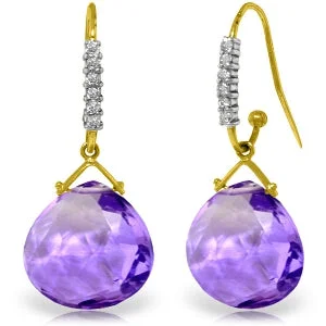 Shaded gem earrings-17.18 Carat 14K Solid Yellow Gold Prime Time Amethyst Diamond Earrings