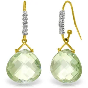 Frayed edge earrings-17.18 Carat 14K Solid Yellow Gold Prime Time Green Amethyst Diamond Earrings