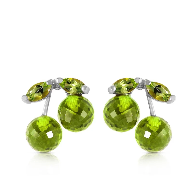 Tied knot earrings-2.9 Carat 14K Solid White Gold Deeply Attached Peridot Earrings