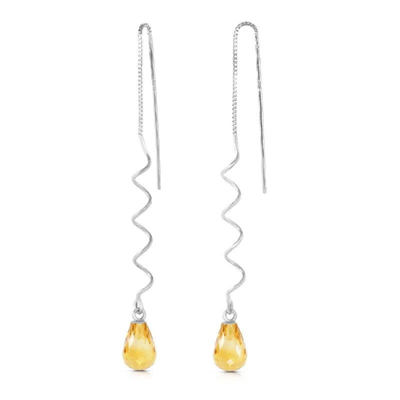 Striated design earrings-3.3 Carat 14K Solid White Gold Here To Eternity Citrine Earrings