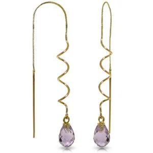 Flower-bud earrings-3.3 Carat 14K Solid Yellow Gold Set The Stage Amethyst Earrings