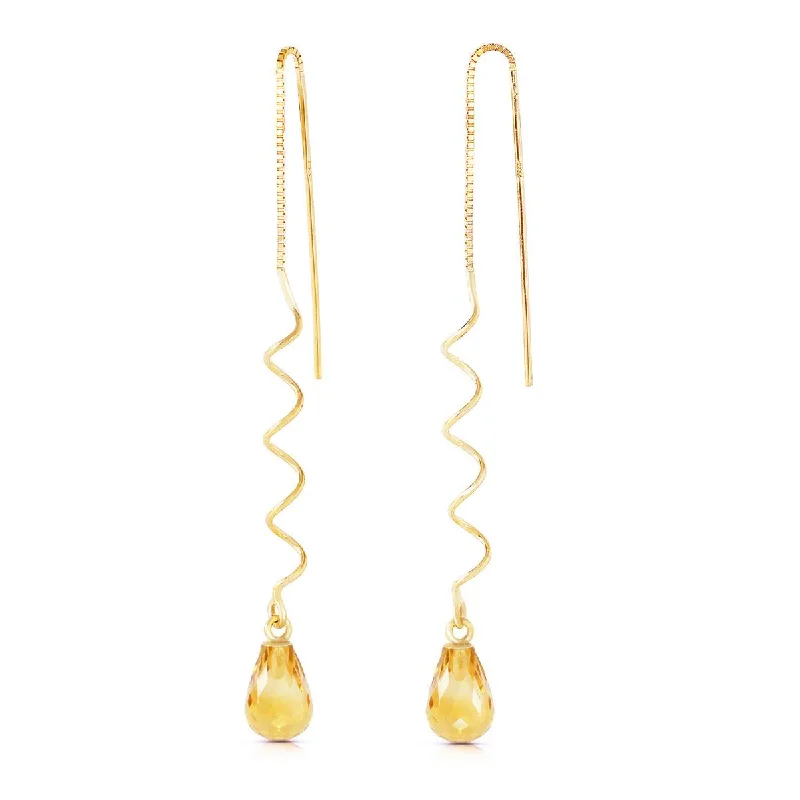 Satin granite earrings-3.3 Carat 14K Solid Yellow Gold Sumptuous Shine Citrine Earrings