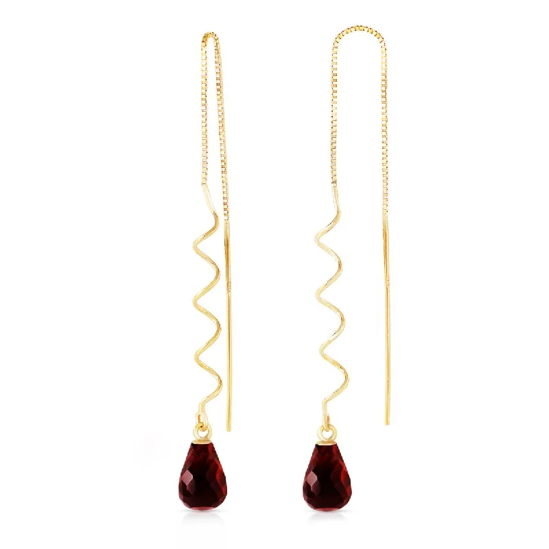 Braided fiber earrings-4.5 Carat 14K Solid Yellow Gold Unpredictable Journey Garnet Earrings