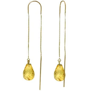 Frayed edge earrings-4.5 Carat 14K Solid Yellow Gold You Are Strong Citrine Earrings