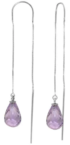 Celestial moon earrings-4.5 Carat Silver Threaded Dangles Earrings Amethyst