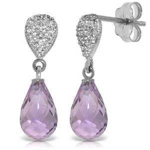 Fixed gem earrings-4.53 Carat 14K Solid White Gold Fragrant Breath Amethyst Diamond Earrings