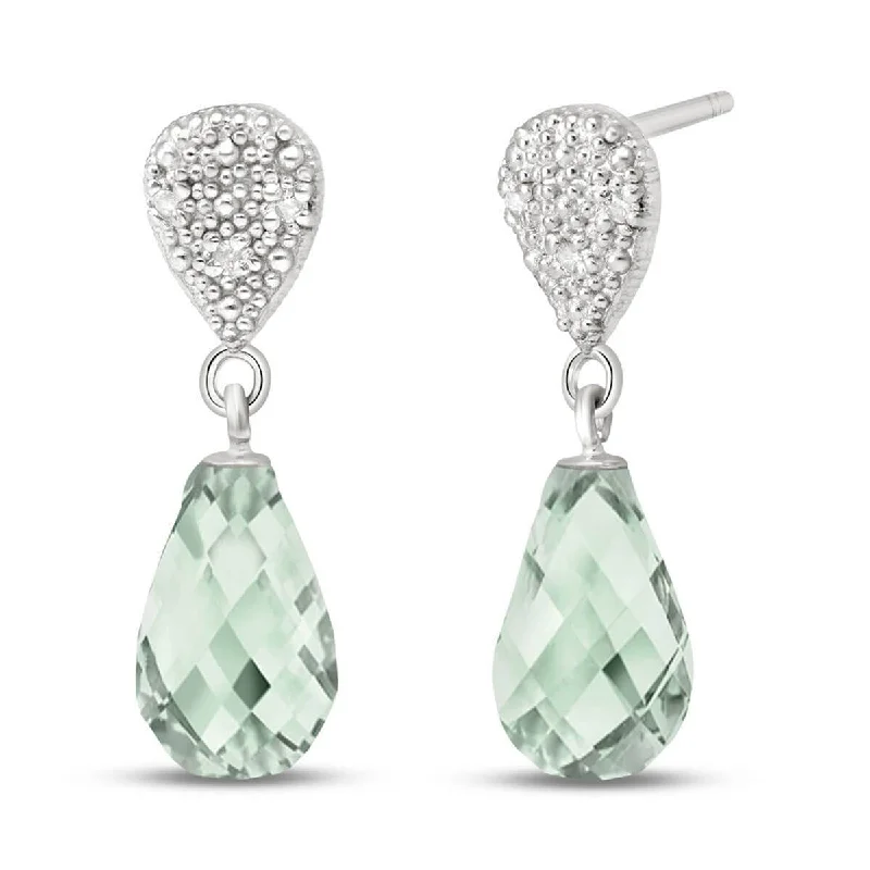 Rising bar earrings-4.53 Carat 14K Solid White Gold Love Of All Loves Green Amethyst Earrings