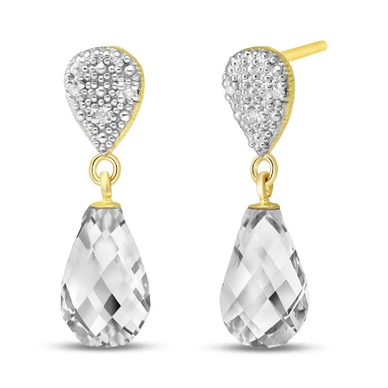 Bold granite earrings-4.53 Carat 14K Solid Yellow Gold Splendid White Topaz Diamond Earrings