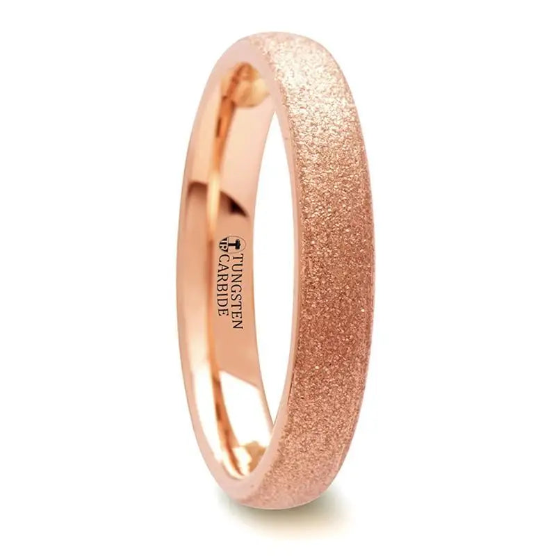 Heaped birthstone ring-4mm EMBER Domed Tungsten Ring Rose Gold Plating and Sandblasted Crystalline Finish