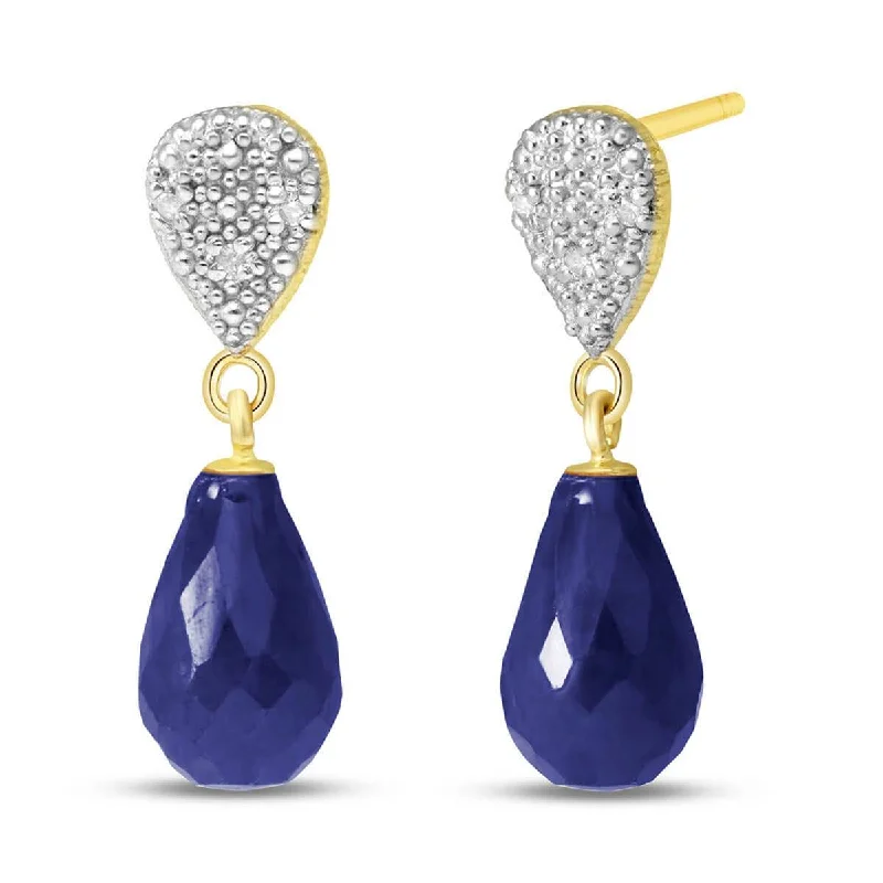 Worn-edge earrings-6.63 Carat 14K Solid Yellow Gold Splendid Sapphire Diamond Earrings