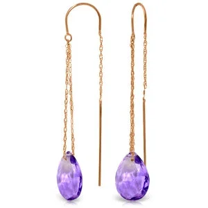 Peak motif earrings-6 Carat 14K Solid Rose Gold Threaded Dangles Earrings Amethyst