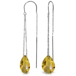 Edge-set earrings-6 Carat 14K Solid White Gold Hear Me Out Citrine Earrings