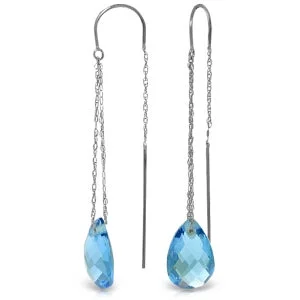 Eclectic stone earrings-6 Carat 14K Solid White Gold Just Forever Blue Topaz Earrings