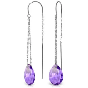 Extended gem earrings-6 Carat 14K Solid White Gold Long Way Home Amethyst Earrings