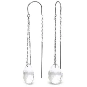 Frayed edge earrings-6 Carat 14K Solid White Gold Spectacular Life White Topaz Earrings