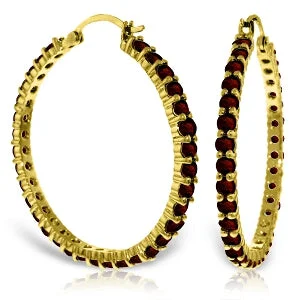 Light-etched earrings-6 Carat 14K Solid Yellow Gold Alana Garnet Hoop Earrings