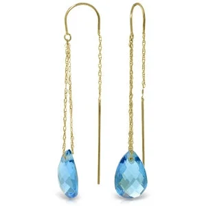 Malleable gem earrings-6 Carat 14K Solid Yellow Gold No Apologies Blue Topaz Earrings