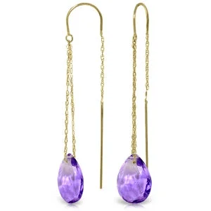 Ethnic grooved earrings-6 Carat 14K Solid Yellow Gold Show Stopper Amethyst Earrings