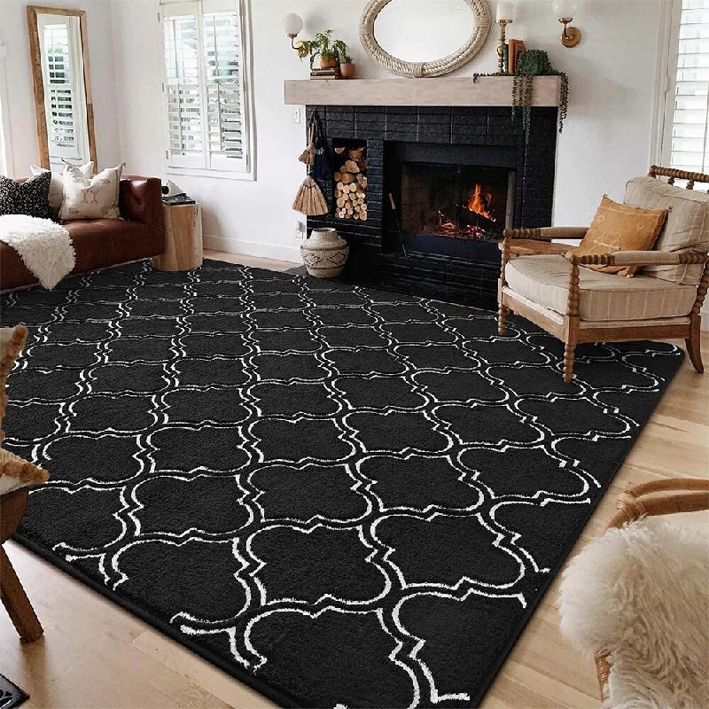 High cabochon ring-6x9 Memory Foam Rugs,Black/White