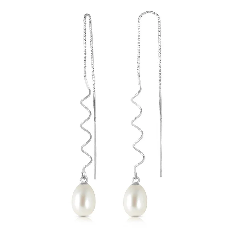 Tapered gem earrings-8 Carat 14K Solid White Gold Room For Dreaming Pearl Earrings