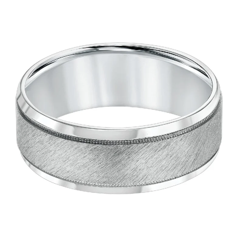 8MM Milgrain Accent Wedding Ring in 10KT White Gold