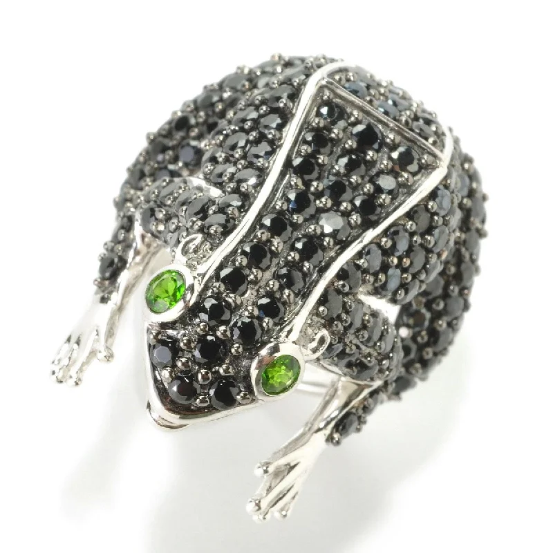 Bold tier ring-925 Sterling Silver Black Spinel and Chrome Diopside Ring