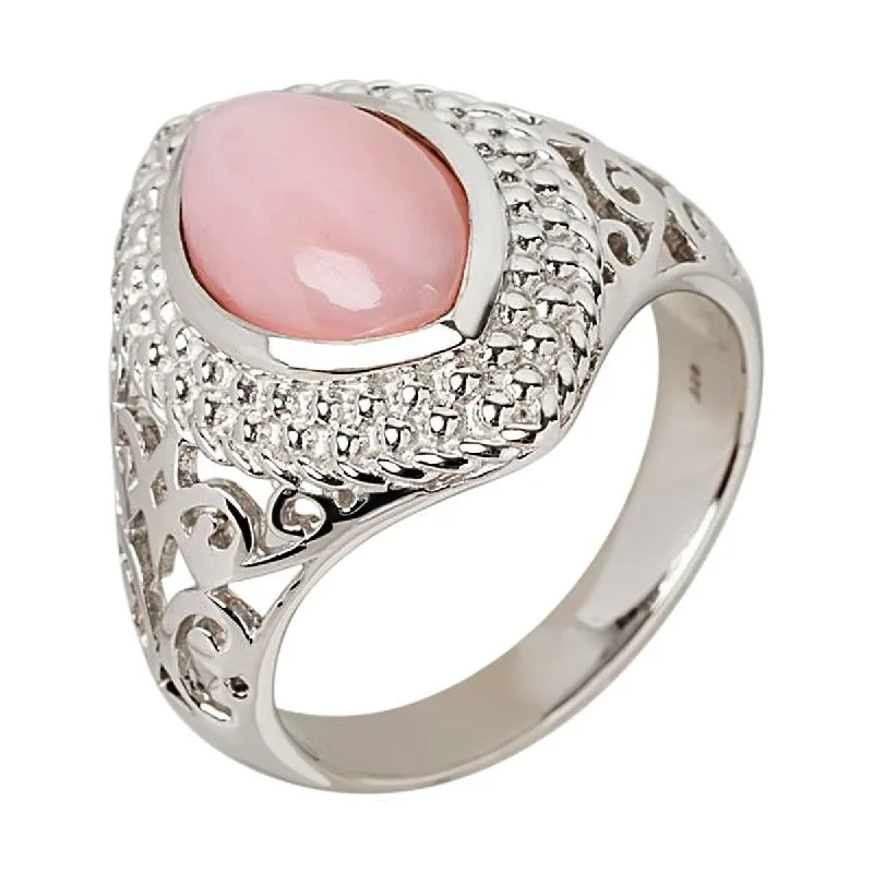 Shimmering iolite ring-925 Sterling Silver Pink Opal Solitaire Ring