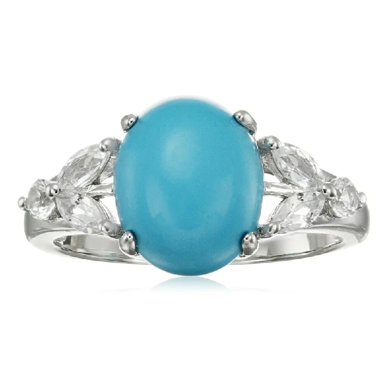 Vivid emerald ring-925 Sterling Silver Sonora Beauty Turquoise and Created White Sapphire Ring