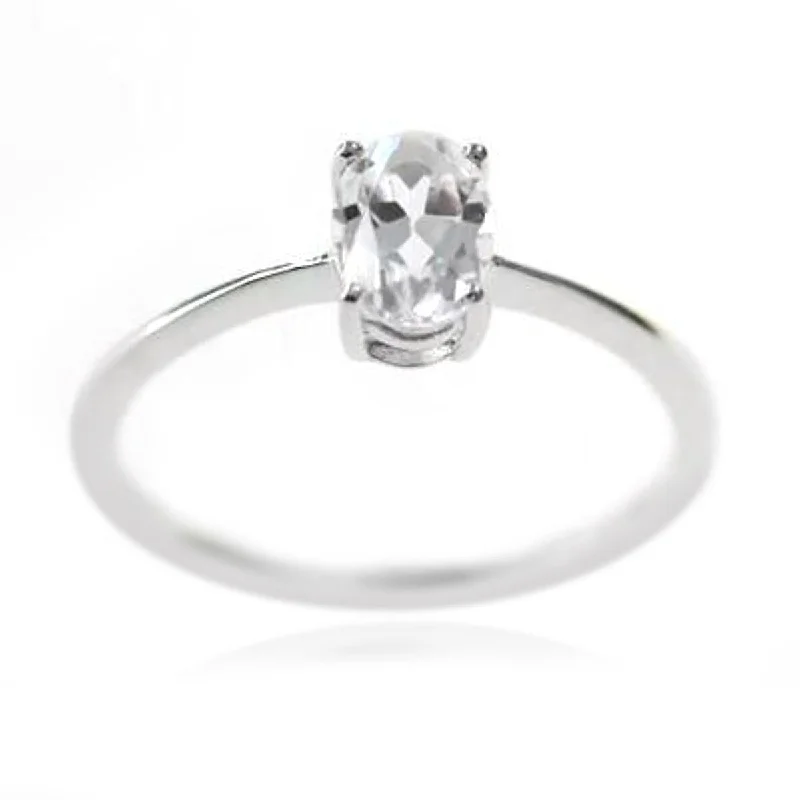 Welded gold ring-925 Sterling Silver White Topaz Gemstone Solitaire Ring