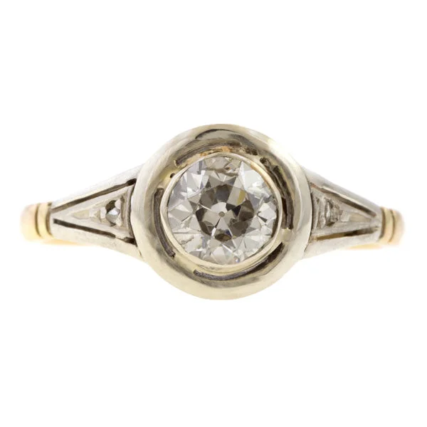 Lifted stone ring-Antique Diamond Engagement Ring, Old Euro 0.78ct.