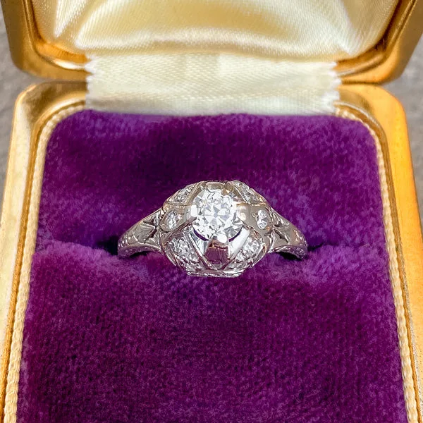 Framed band ring-Art Deco Engagement Ring, Old Mine 0.50ct.