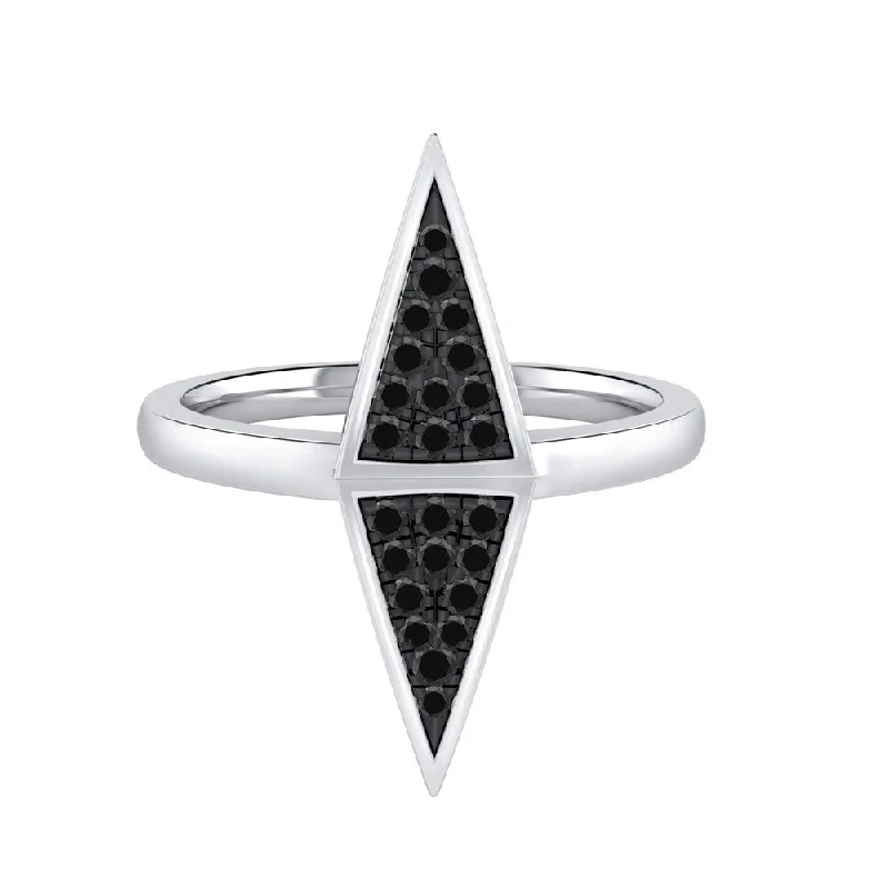 Fine-edged ring-Auriya 0.14ctw Vertical Double Triangle Black Diamond Ring 14K Gold