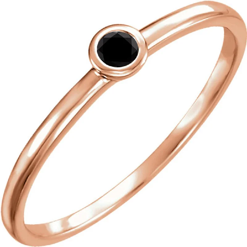 Encased gem ring-Auriya 10k Gold 0.03ctw Delicate Stackable Accent Bezel Black Diamond Ring