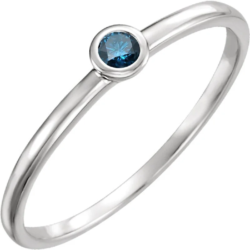 Dual-stone ring-Auriya 10k Gold 0.03ctw Delicate Stackable Accent Bezel Blue Diamond Ring