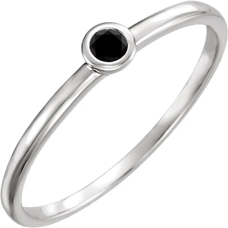 Shiny molybdenum ring-Auriya 10k Gold 0.06ctw Ultra-thin Stackable Accent Black Diamond Ring Bezel-set