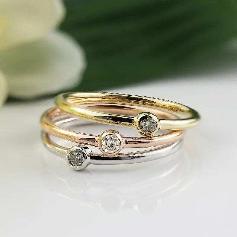 Eclectic stone ring-Auriya 10k Gold 0.06ctw Ultra-thin Stackable Accent Diamond Ring Bezel-set