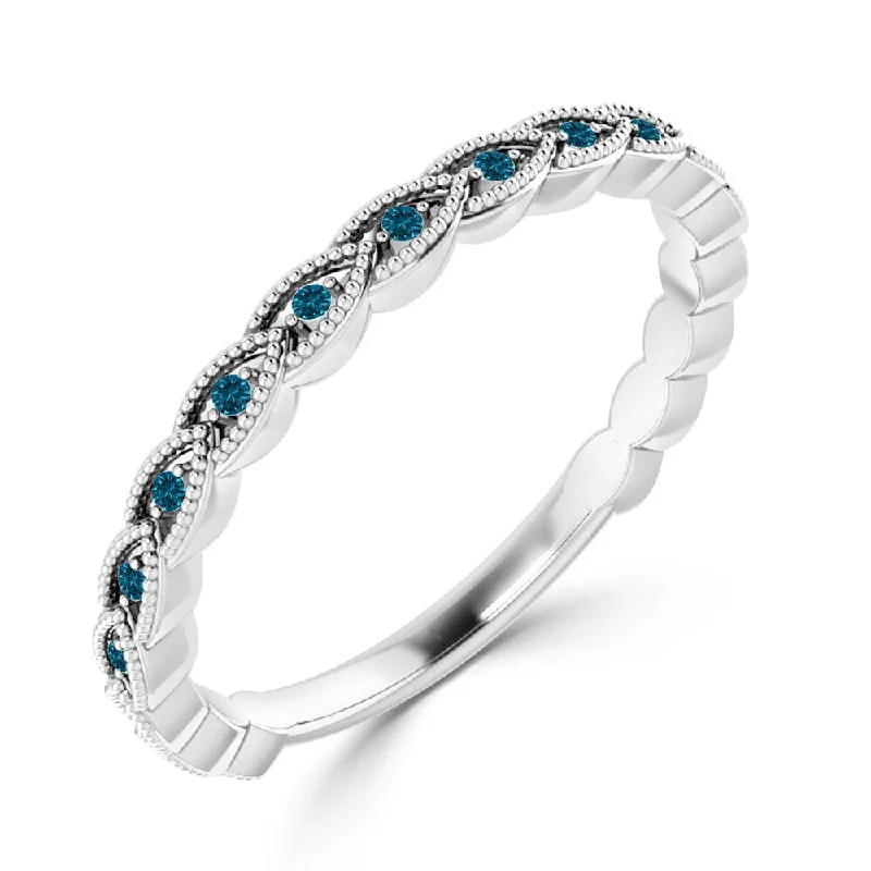 Smooth-cut ring-Auriya 10k Gold 0.08ctw Ultra-thin Stackable Blue Diamond Wedding Band