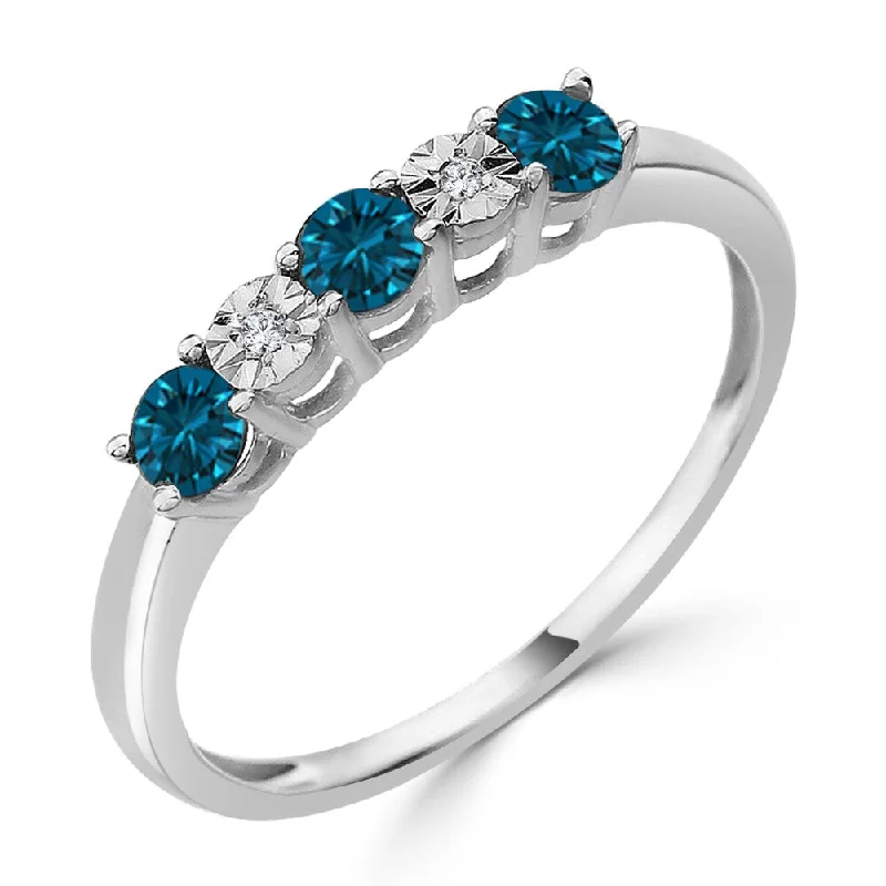 Bold granite ring-Auriya 10K Gold 1/3ct TDW 5-Stone Blue Diamond Wedding Anniversary Band