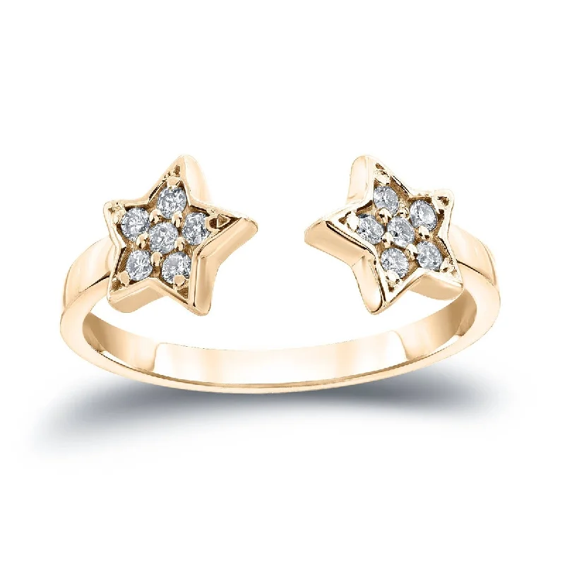 Glossy stone ring-Auriya 14k Gold Stackable Open Star Diamond Ring 1/8ct TW