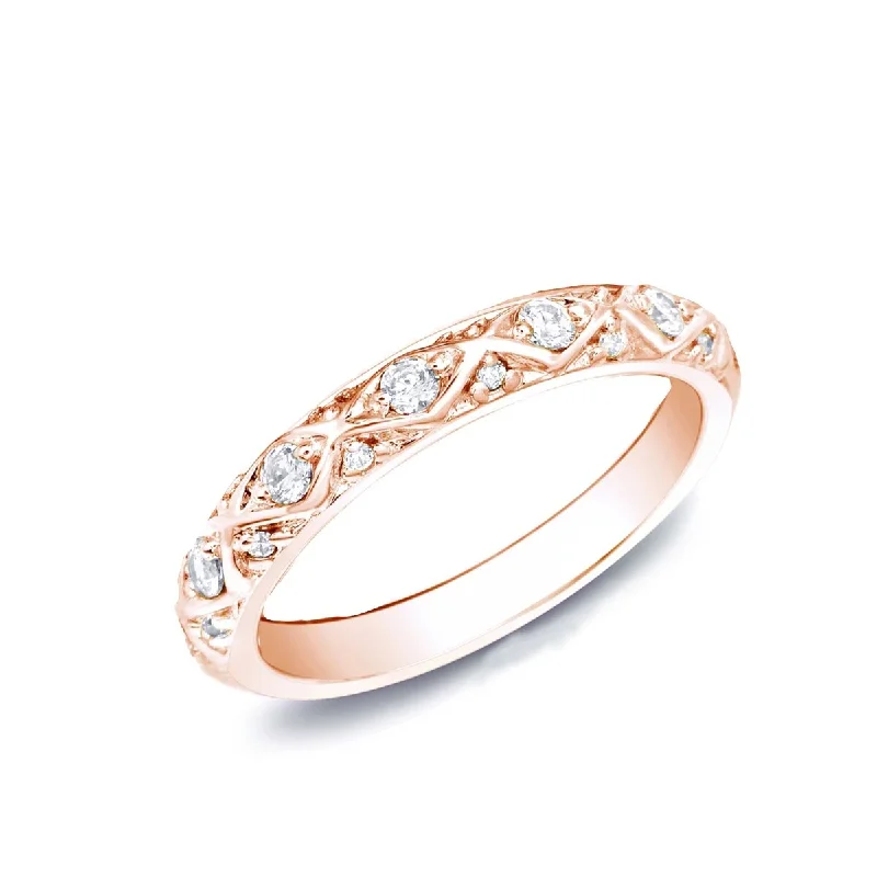 Locked ring-Auriya 14k Rose Gold 1/4ct TDW Diamond Wedding Band