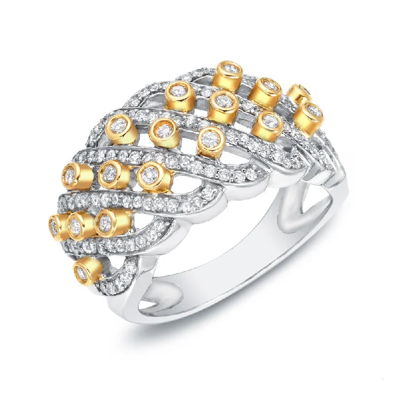 Firm gold ring-Auriya 14k Two-tone Gold 3/4ct TDW Bezel-set Diamond Band (G-H, I1-I2)