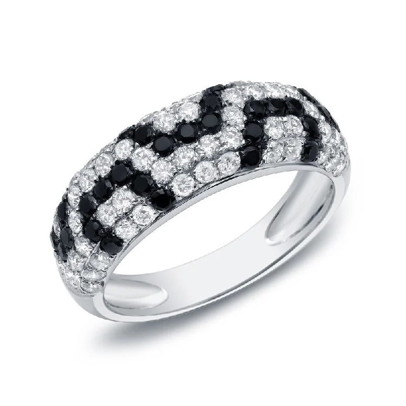 Flecked band ring-Auriya 14k White Gold 1 1/2ct TDW Black and White Pave-set Diamond Ring