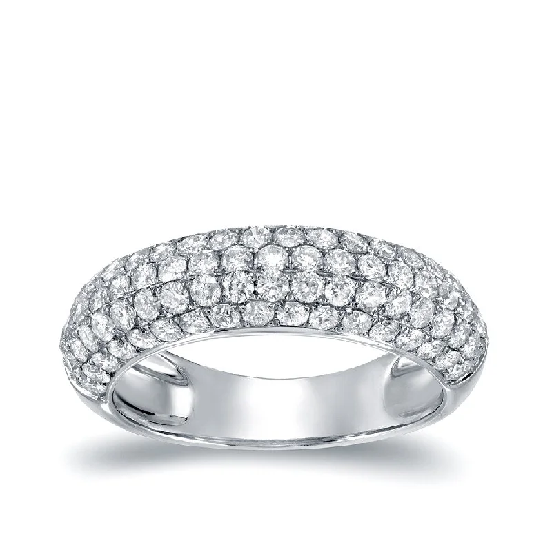 Open coil ring-Auriya 3/4 carat TW Multi-Row Pave Diamond Band 14K White Gold