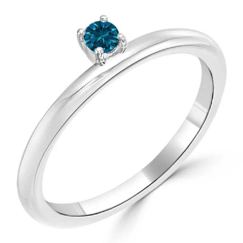 Triple-heart ring-Auriya Modern Petite Stackable Solitaire Accent Blue Diamond Ring 1/10ct TDW 10K Gold