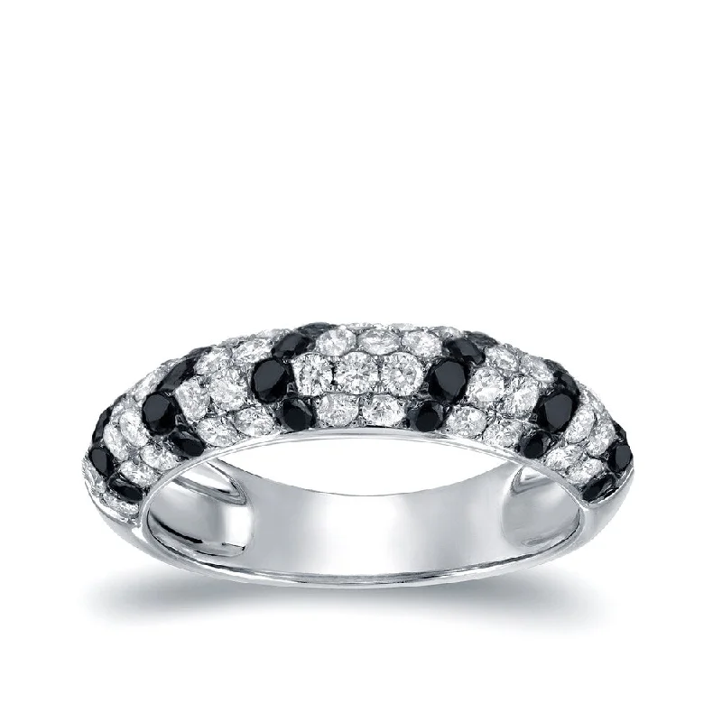 Satin iron ring-Auriya Multi-Row Pave Black and White Diamond Ring 3/4ct TDW 14k White Gold